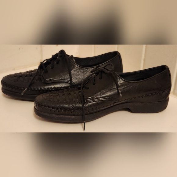 BLACK Dexter Leather Lace Up Shoe Sz 6.5 - Picture 4 of 6
